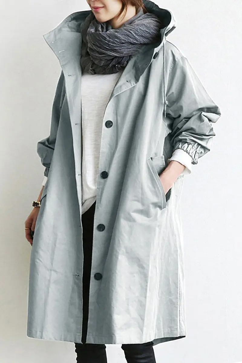 Women's Waterproof Hooded Trench Coat - Transition Season Coat