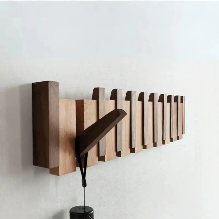 Wooden Coat Rack – Brown Piano Design for the Entryway, Living Room, or Bedroom