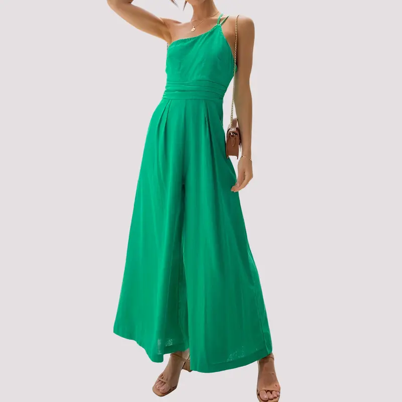 Xandra | Damen Jumpsuit Ein-Schulter-Design Weites Bein – Asymmetrischer Overall