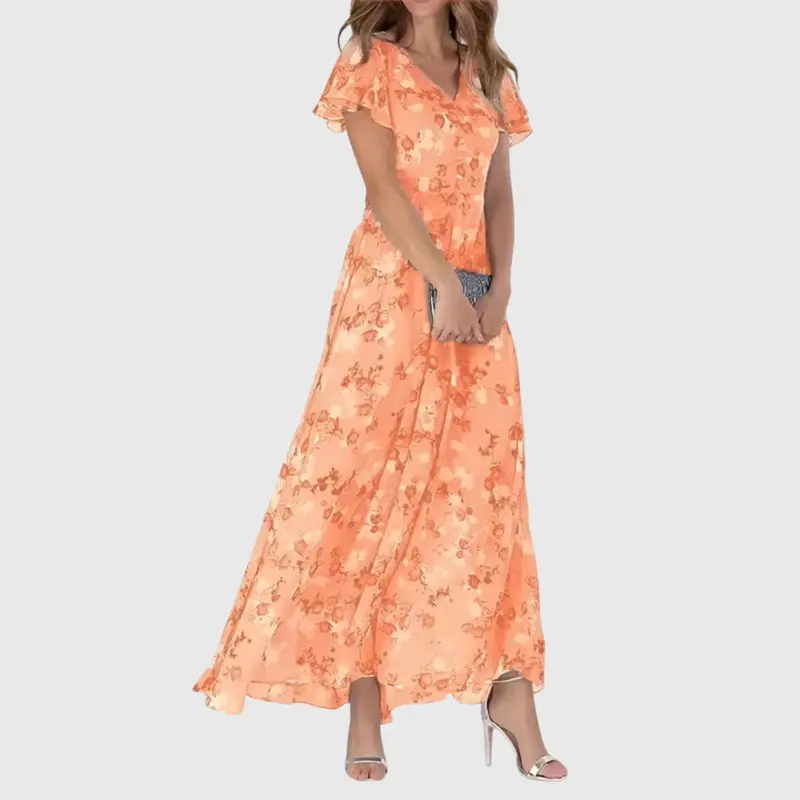 Xenia | Damen V-Ausschnitt Blumenmuster Midikleid – Florales V-Neck Midikleid 2026