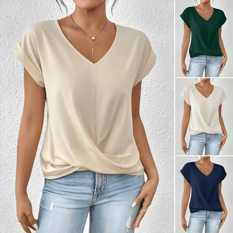 Yvonne | Damen Atmungsaktives Leichtes Basic Oberteil – Sommer Basic Top