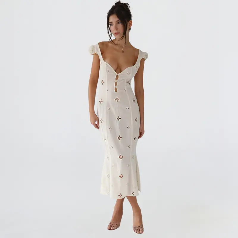 Yvonne | Damen Cut-Out Hochzeitsgast Midikleid – Modernes Hochzeitsgast Kleid 2026