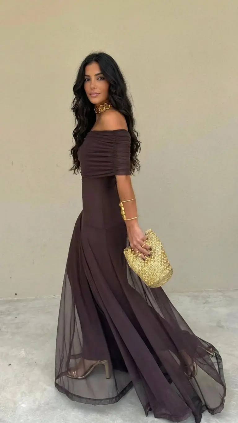 Zailyre - Schulterfreies Soft-Touch-Kleid