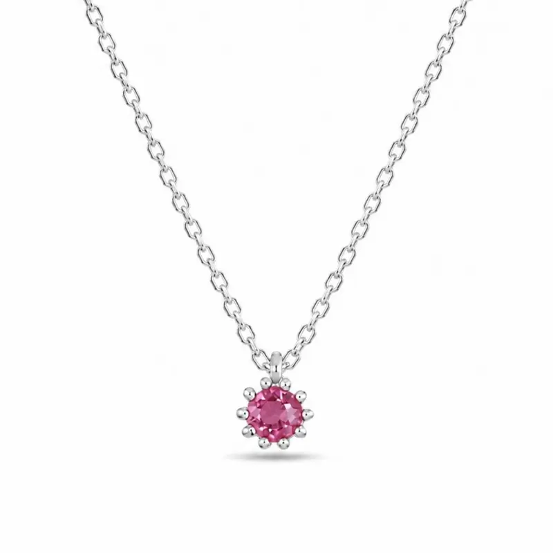 Zilveren Ketting Hanger Fuchsia Roze Steen Hanna