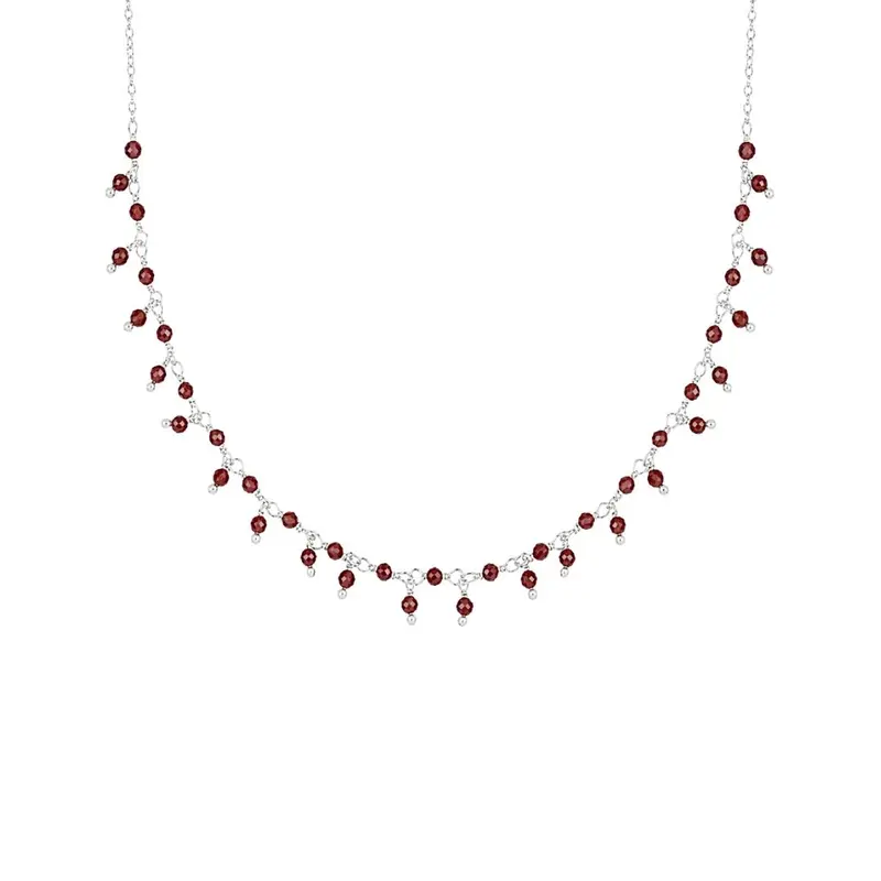 Zilveren Ketting Met Rode Steentjes Isadora