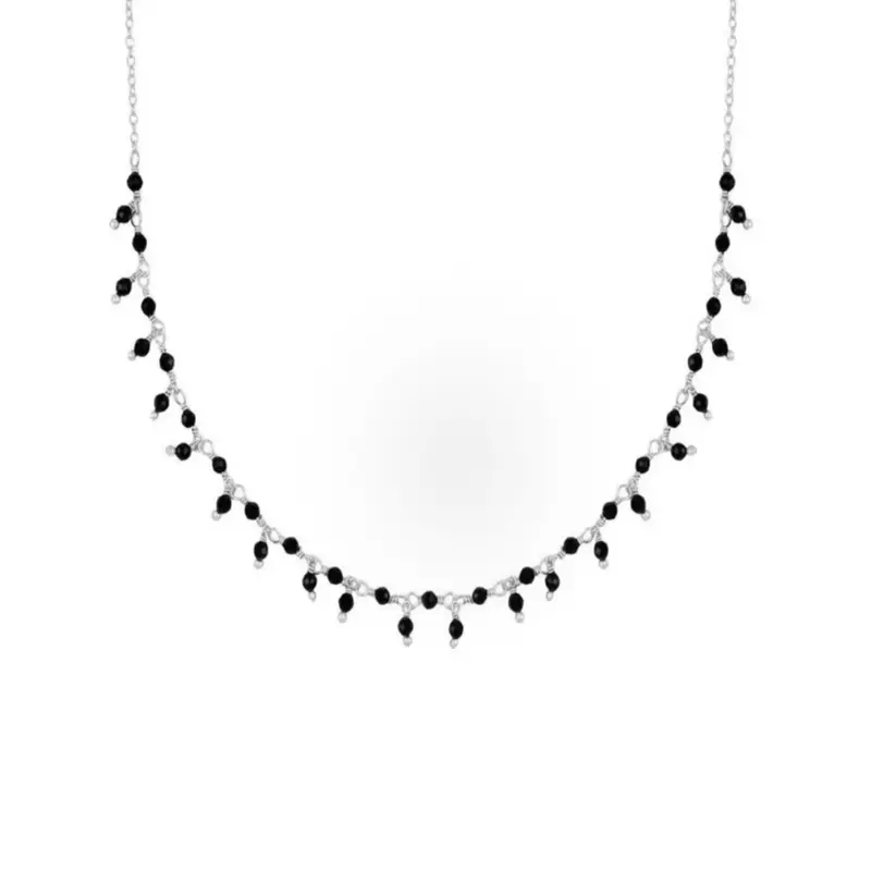 Zilveren Ketting Met Zwarte Steentjes Isadora - Zilver - Spinel