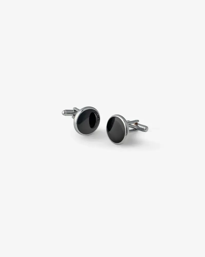 Zilveren Onyx Manchetknopen
