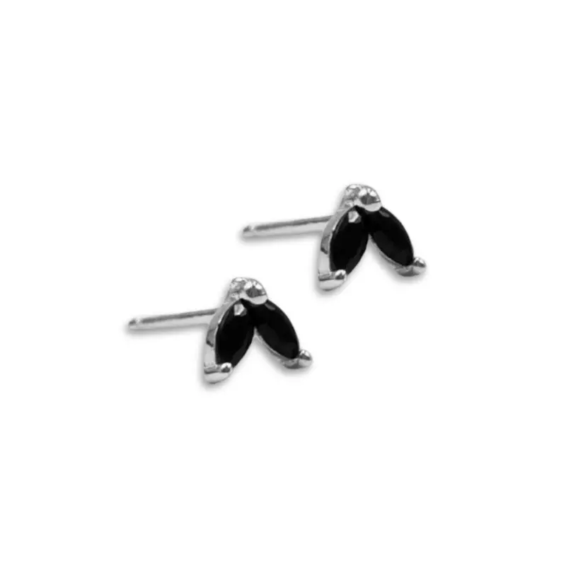 Zilveren Oorknopjes Met Zwarte Steentjes Zoe - Studs - Zilver