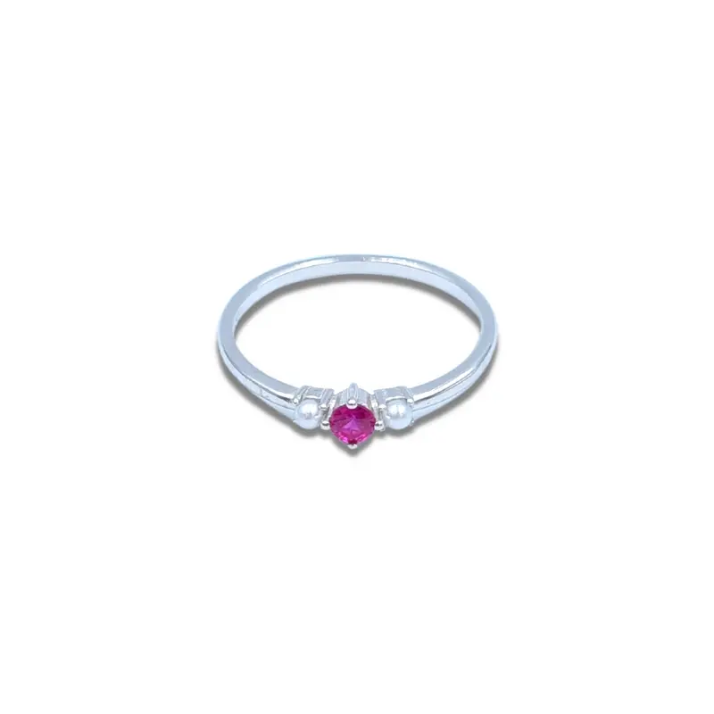 Zilveren Ring Dames Met Roze Steen & Parels Mila Nova