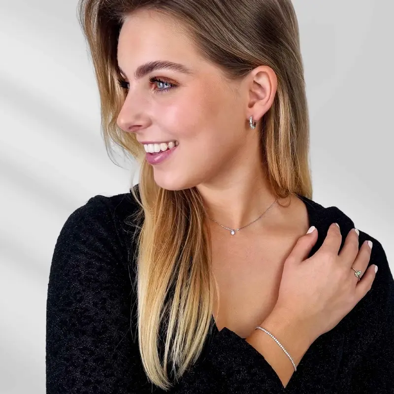 Zilveren Sieraden Set Vrouw - Ciara Oorbellen & Grace Tennisarmband