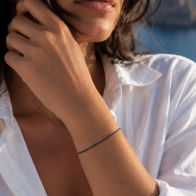 Zilveren Tennis Armband Zwarte Steentjes Grace