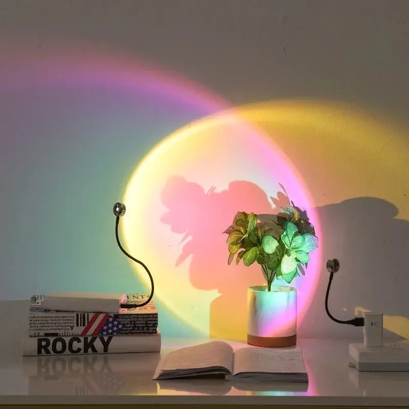 Zonsondergangprojector – zeven kleuren sfeerlicht via USB-voeding