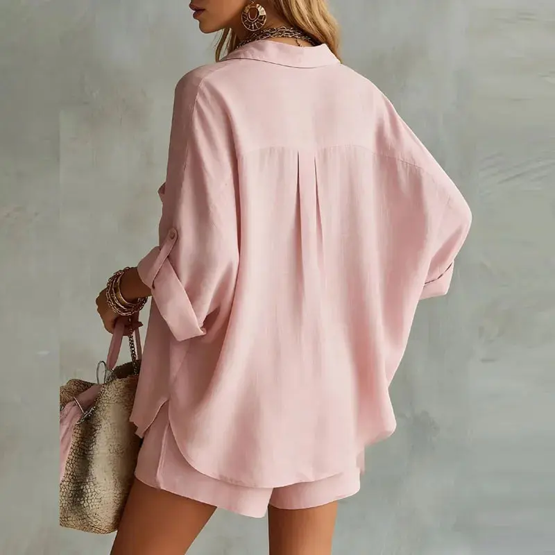 Zweiteiler Set Damen | Bluse & Shorts im Sommer-Look
